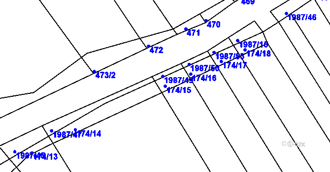 Parcela st. 174/15 v KÚ Hrádek na Vlárské dráze, Katastrální mapa