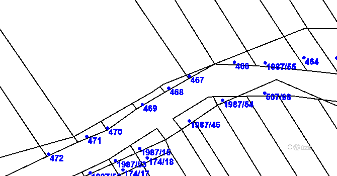 Parcela st. 468 v KÚ Hrádek na Vlárské dráze, Katastrální mapa