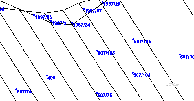 Parcela st. 507/103 v KÚ Hrádek na Vlárské dráze, Katastrální mapa