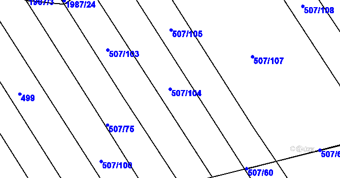 Parcela st. 507/104 v KÚ Hrádek na Vlárské dráze, Katastrální mapa