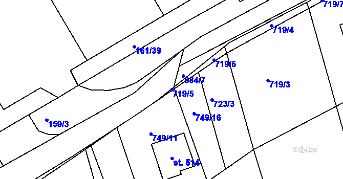 Parcela st. 719/5 v KÚ Hrádek na Vlárské dráze, Katastrální mapa