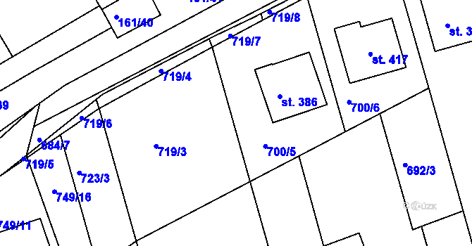 Parcela st. 719/10 v KÚ Hrádek na Vlárské dráze, Katastrální mapa