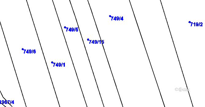 Parcela st. 749/17 v KÚ Hrádek na Vlárské dráze, Katastrální mapa