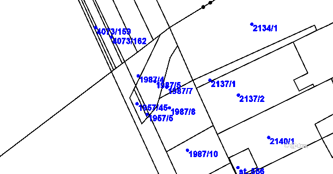 Parcela st. 1987/7 v KÚ Hrádek na Vlárské dráze, Katastrální mapa