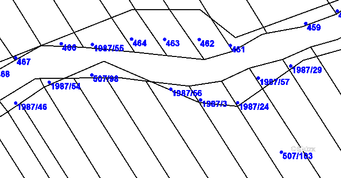 Parcela st. 1987/56 v KÚ Hrádek na Vlárské dráze, Katastrální mapa