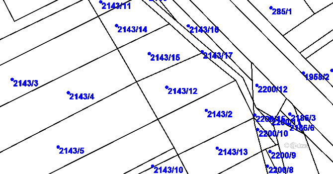 Parcela st. 2143/12 v KÚ Hrádek na Vlárské dráze, Katastrální mapa