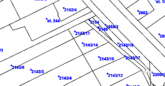 Parcela st. 2143/14 v KÚ Hrádek na Vlárské dráze, Katastrální mapa