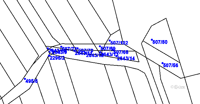 Parcela st. 2643/13 v KÚ Hrádek na Vlárské dráze, Katastrální mapa