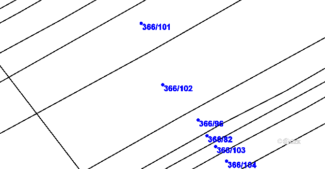 Parcela st. 366/102 v KÚ Hrádek na Vlárské dráze, Katastrální mapa