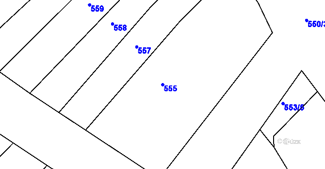 Parcela st. 555 v KÚ Hrádek na Vlárské dráze, Katastrální mapa