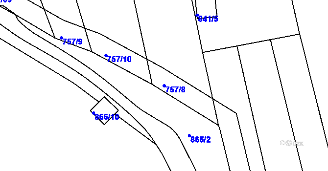 Parcela st. 757/8 v KÚ Hrádek na Vlárské dráze, Katastrální mapa