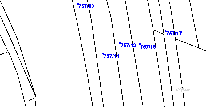 Parcela st. 757/14 v KÚ Hrádek na Vlárské dráze, Katastrální mapa