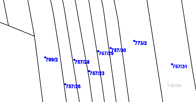 Parcela st. 757/29 v KÚ Hrádek na Vlárské dráze, Katastrální mapa
