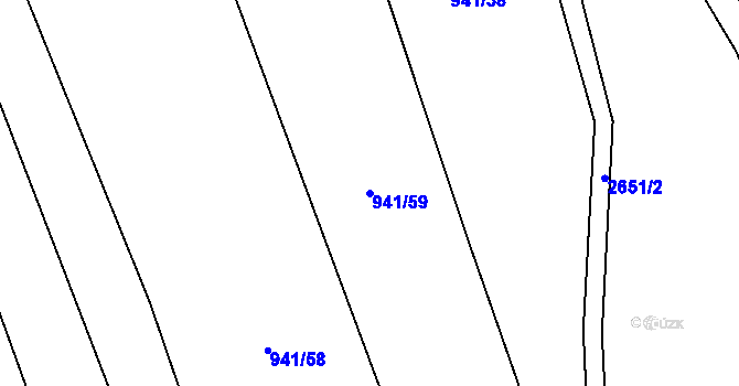 Parcela st. 941/59 v KÚ Hrádek na Vlárské dráze, Katastrální mapa