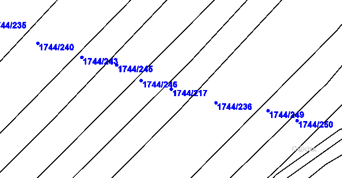 Parcela st. 1744/217 v KÚ Hrádek na Vlárské dráze, Katastrální mapa