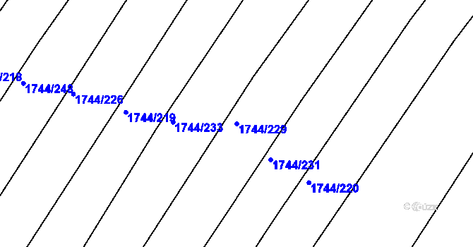 Parcela st. 1744/229 v KÚ Hrádek na Vlárské dráze, Katastrální mapa