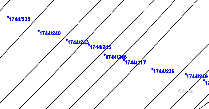 Parcela st. 1744/246 v KÚ Hrádek na Vlárské dráze, Katastrální mapa