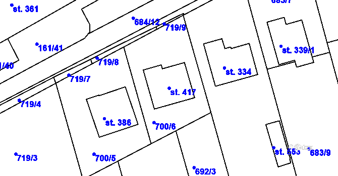 Parcela st. 417 v KÚ Hrádek na Vlárské dráze, Katastrální mapa