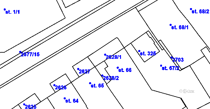 Parcela st. 2628/1 v KÚ Hrádek na Vlárské dráze, Katastrální mapa