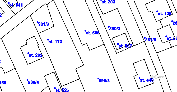 Parcela st. 895/3 v KÚ Hrádek na Vlárské dráze, Katastrální mapa