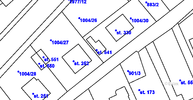 Parcela st. 541 v KÚ Hrádek na Vlárské dráze, Katastrální mapa