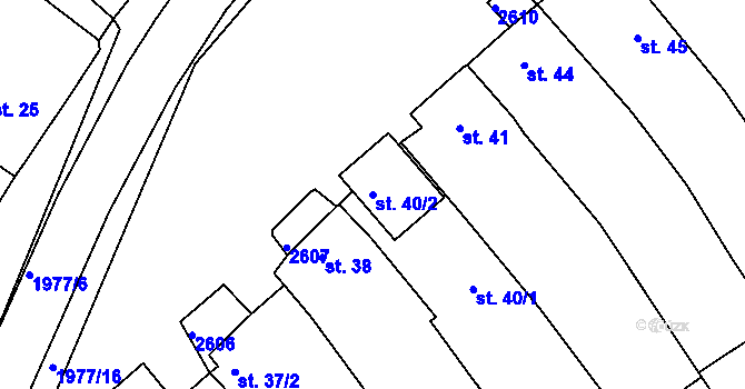 Parcela st. 40/2 v KÚ Hrádek na Vlárské dráze, Katastrální mapa