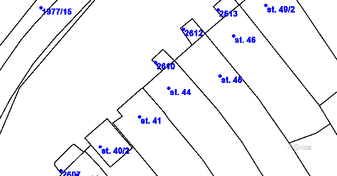 Parcela st. 44 v KÚ Hrádek na Vlárské dráze, Katastrální mapa