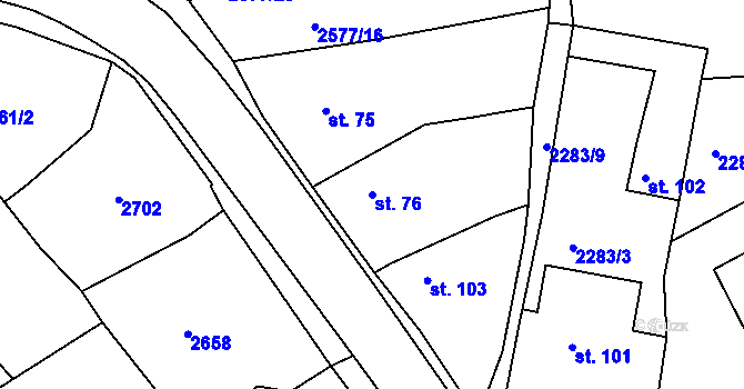 Parcela st. 76 v KÚ Hrádek na Vlárské dráze, Katastrální mapa