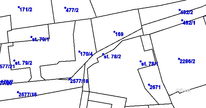 Parcela st. 78/2 v KÚ Hrádek na Vlárské dráze, Katastrální mapa
