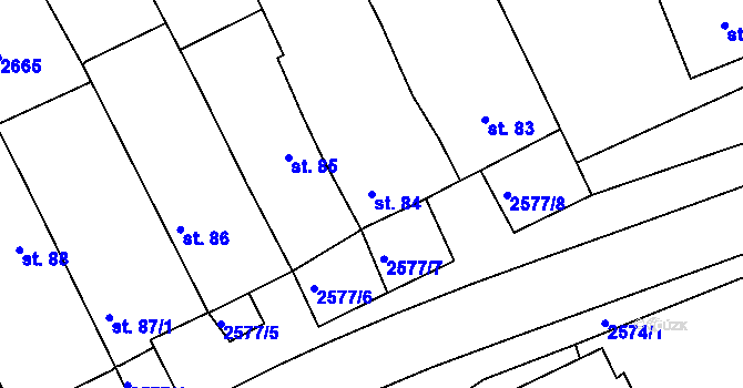 Parcela st. 84 v KÚ Hrádek na Vlárské dráze, Katastrální mapa