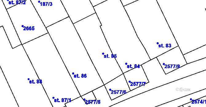 Parcela st. 85 v KÚ Hrádek na Vlárské dráze, Katastrální mapa