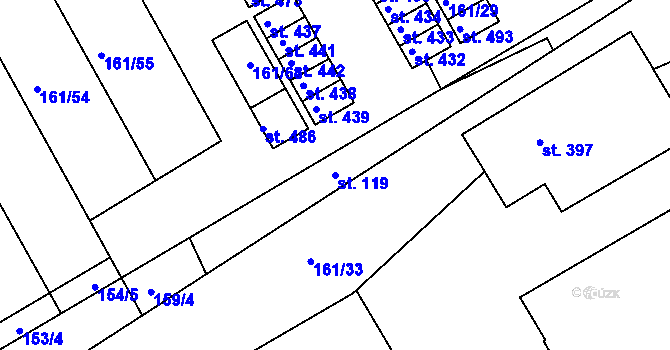 Parcela st. 119 v KÚ Hrádek na Vlárské dráze, Katastrální mapa