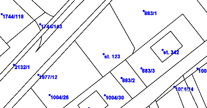 Parcela st. 123 v KÚ Hrádek na Vlárské dráze, Katastrální mapa
