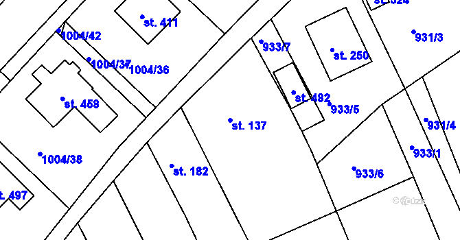 Parcela st. 137 v KÚ Hrádek na Vlárské dráze, Katastrální mapa