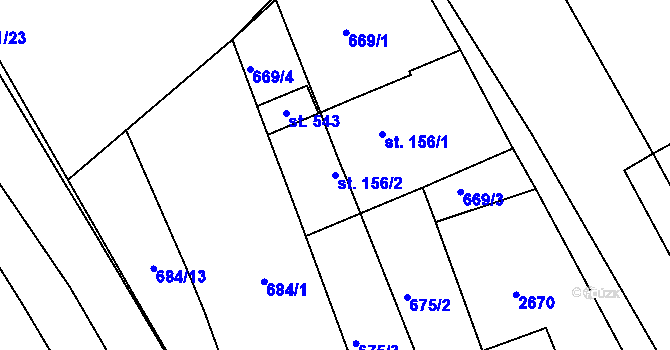 Parcela st. 156/2 v KÚ Hrádek na Vlárské dráze, Katastrální mapa