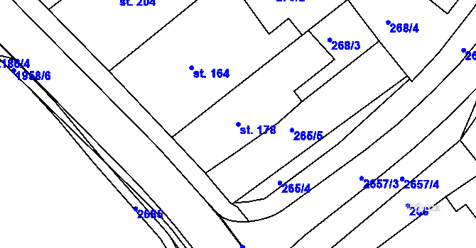 Parcela st. 178 v KÚ Hrádek na Vlárské dráze, Katastrální mapa