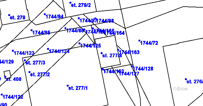 Parcela st. 277/8 v KÚ Hrádek na Vlárské dráze, Katastrální mapa