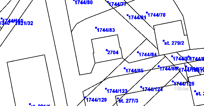 Parcela st. 278 v KÚ Hrádek na Vlárské dráze, Katastrální mapa
