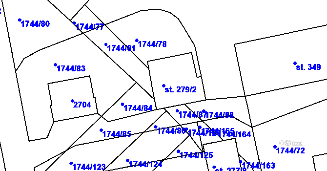 Parcela st. 279/2 v KÚ Hrádek na Vlárské dráze, Katastrální mapa