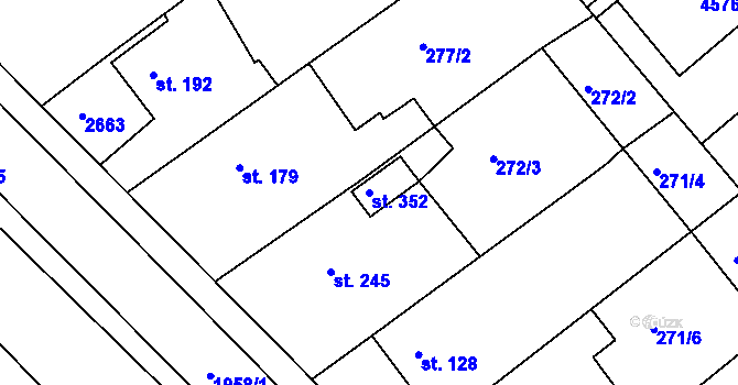 Parcela st. 352 v KÚ Hrádek na Vlárské dráze, Katastrální mapa