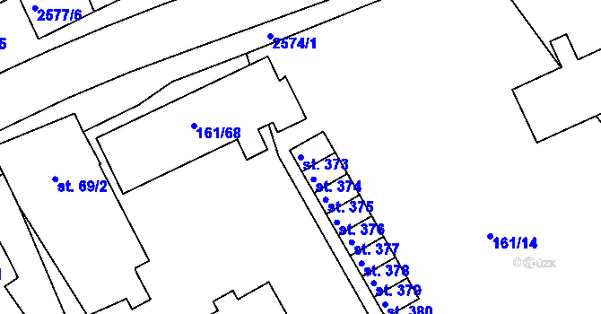 Parcela st. 373 v KÚ Hrádek na Vlárské dráze, Katastrální mapa