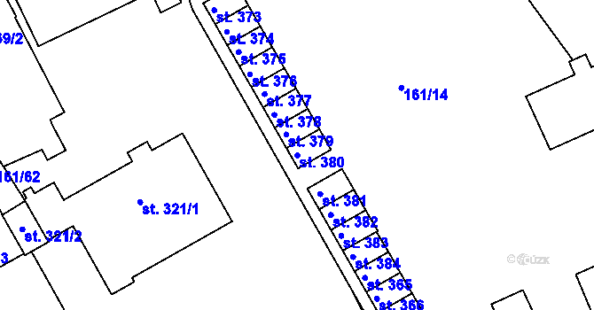 Parcela st. 380 v KÚ Hrádek na Vlárské dráze, Katastrální mapa