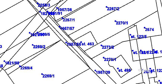 Parcela st. 463 v KÚ Hrádek na Vlárské dráze, Katastrální mapa