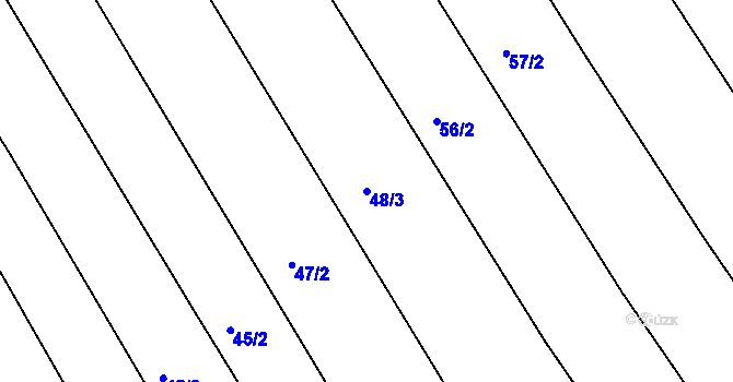Parcela st. 48/3 v KÚ Hrádek na Vlárské dráze, Katastrální mapa