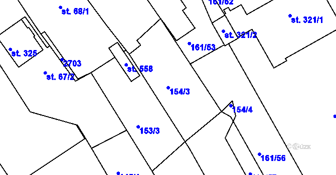 Parcela st. 154/3 v KÚ Hrádek na Vlárské dráze, Katastrální mapa