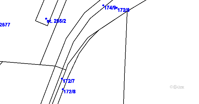 Parcela st. 172/1 v KÚ Hrádek na Vlárské dráze, Katastrální mapa
