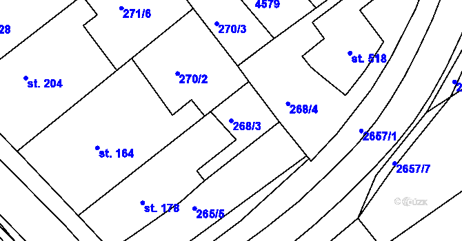 Parcela st. 268/3 v KÚ Hrádek na Vlárské dráze, Katastrální mapa