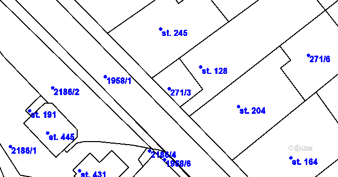 Parcela st. 271/3 v KÚ Hrádek na Vlárské dráze, Katastrální mapa