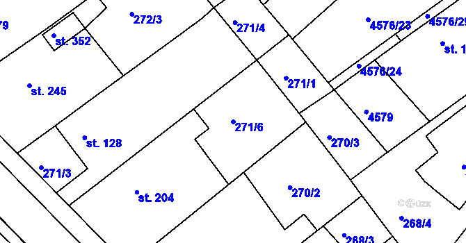 Parcela st. 271/6 v KÚ Hrádek na Vlárské dráze, Katastrální mapa