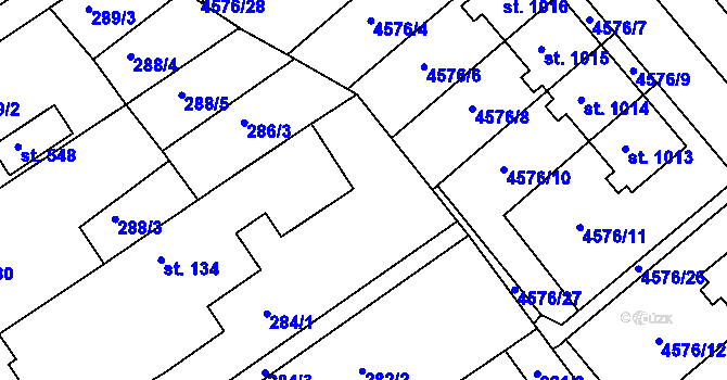 Parcela st. 285/2 v KÚ Hrádek na Vlárské dráze, Katastrální mapa